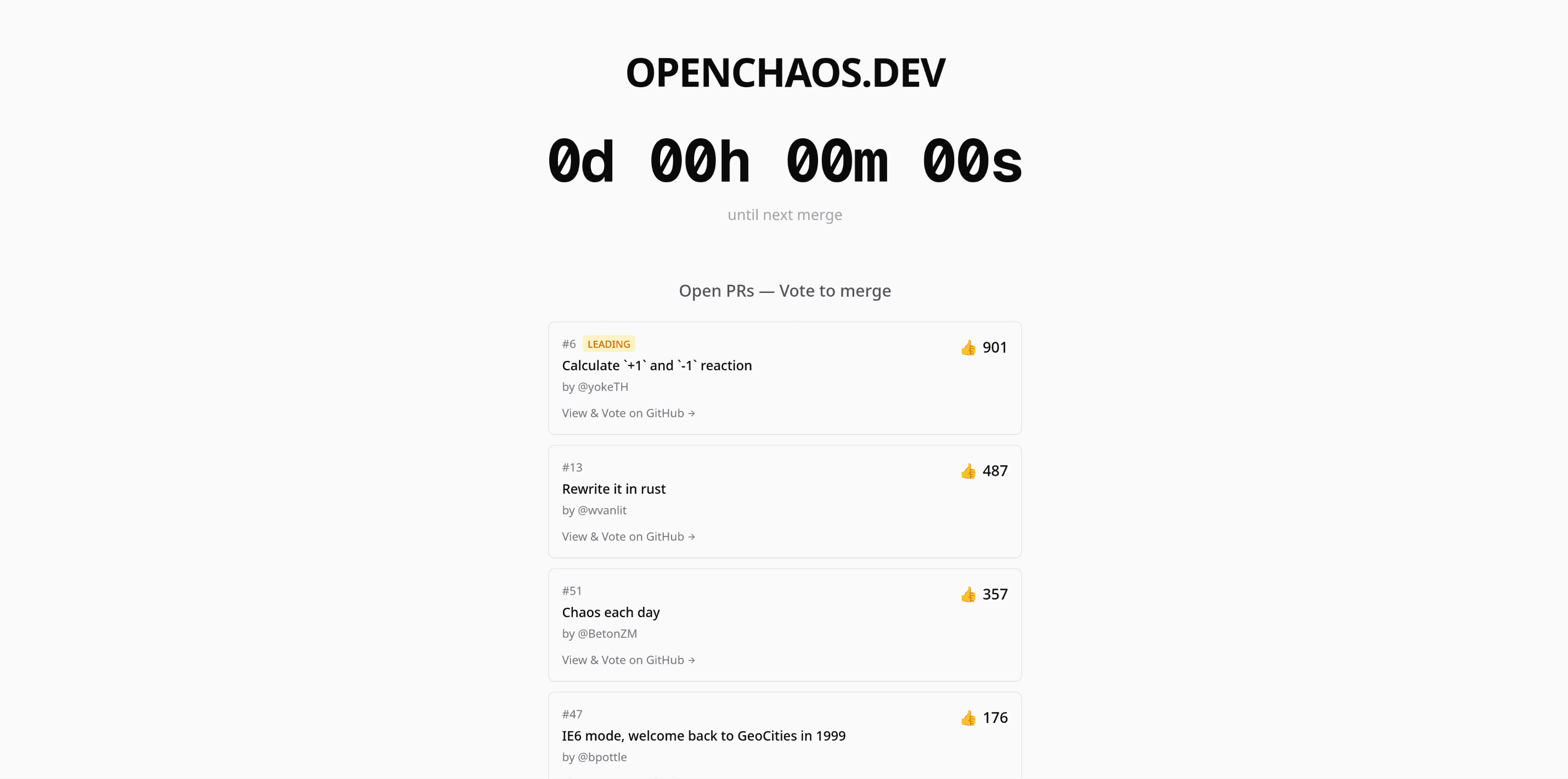 The final standings, moments before the merge.