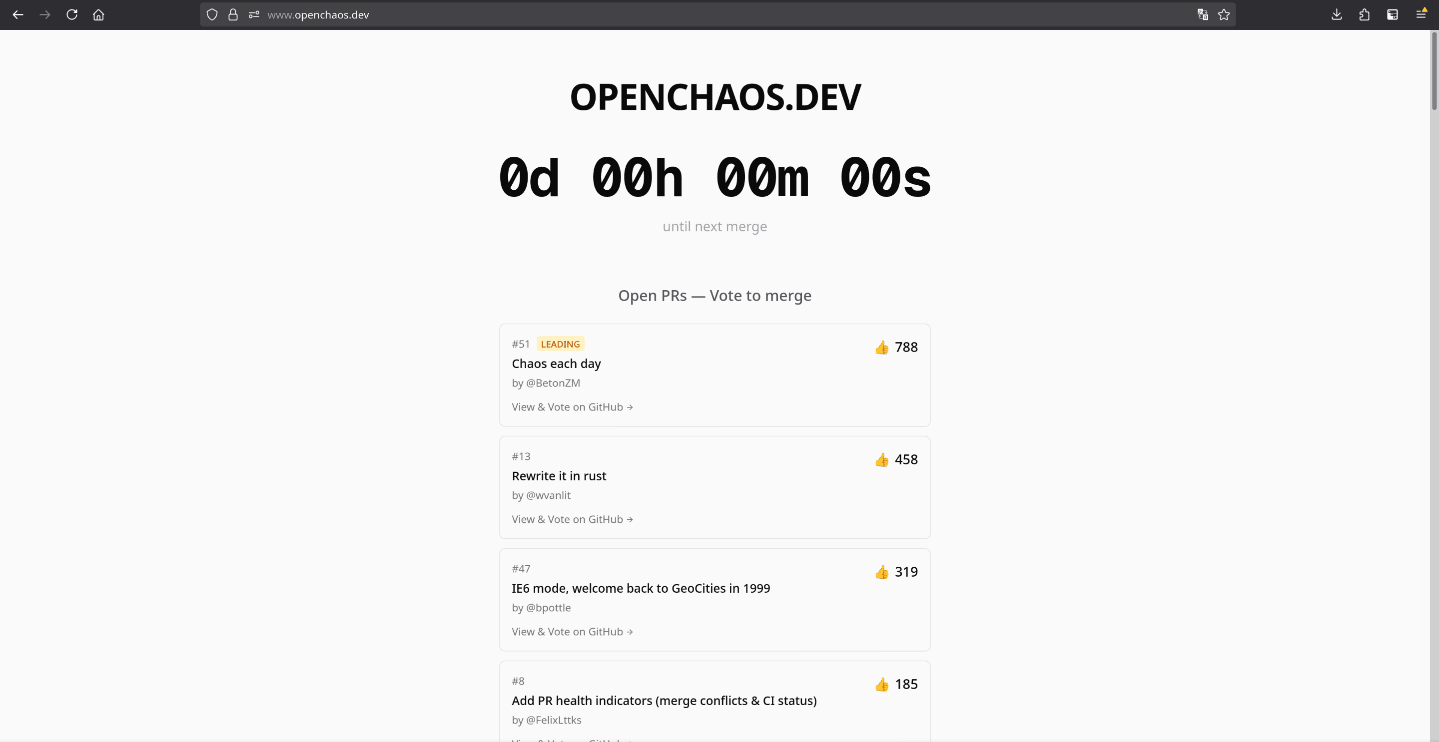 The final standings, moments before the merge.