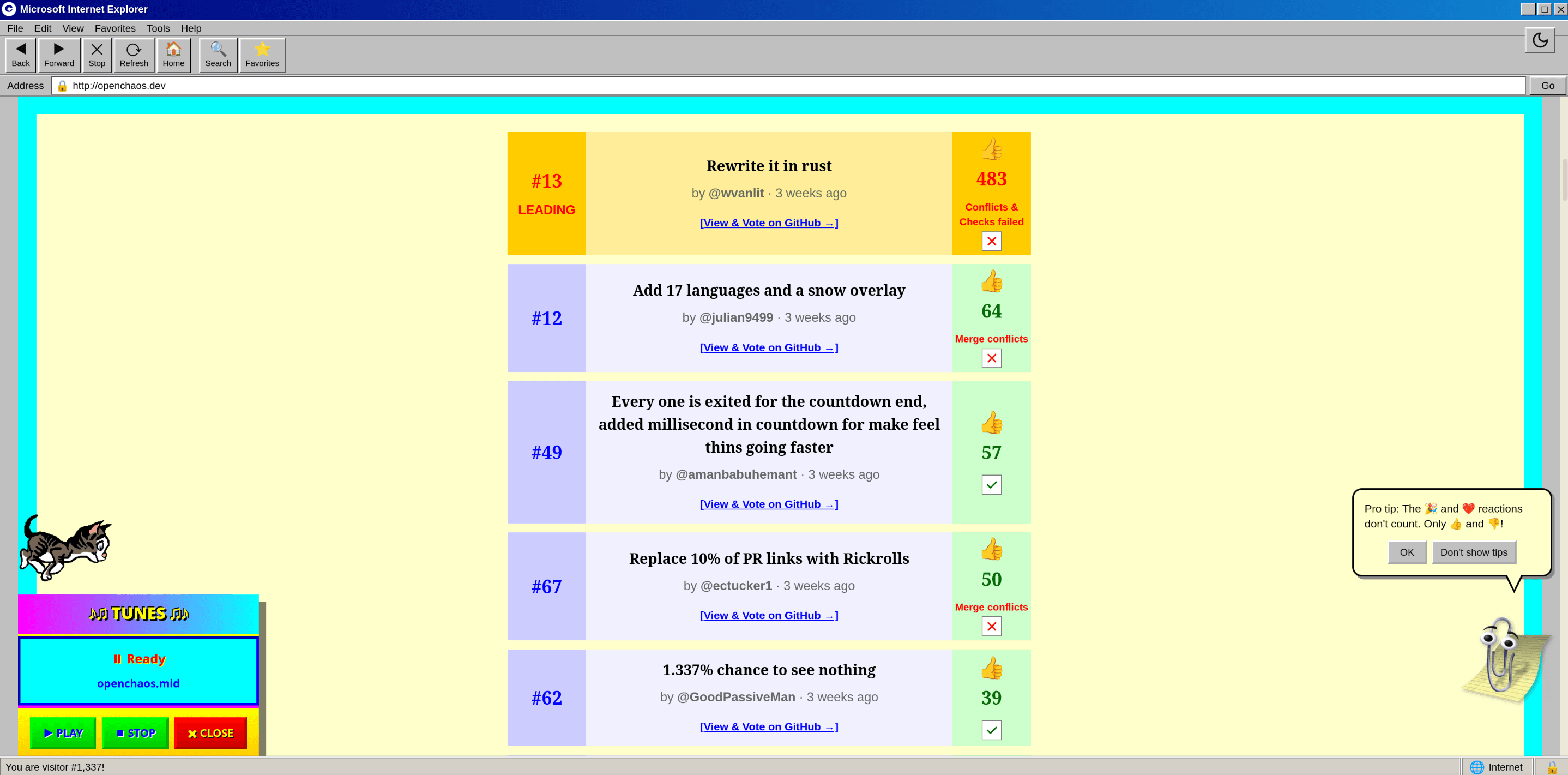 The site with accurate merge status indicators — checkmarks, conflict warnings, and Clippy